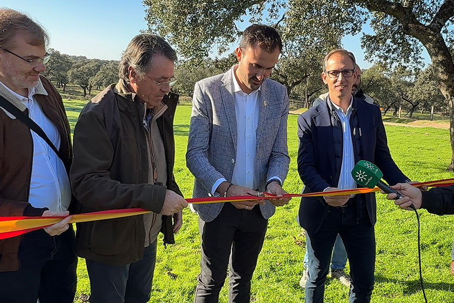 La inauguración de la Feria del Jamón de Bellota 100% Ibérico ha sido en plena dehesa de encinas