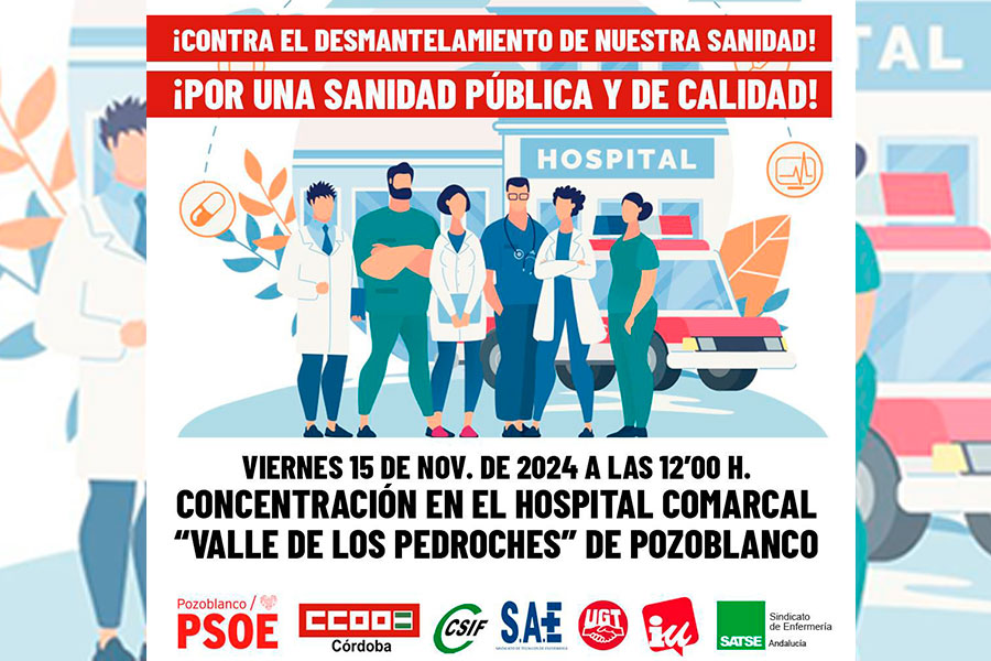 Organizada una manifestación en Pozoblanco a favor de una Sanidad pública y de calidad